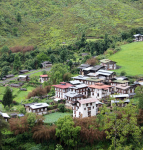Village nestled between hills