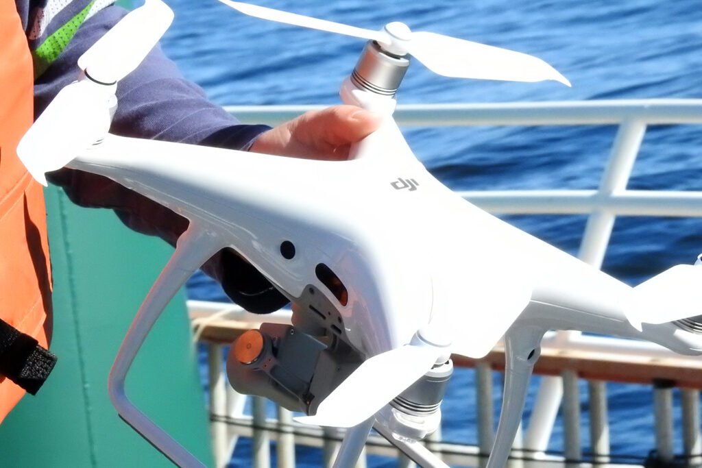 A closeup of a drone