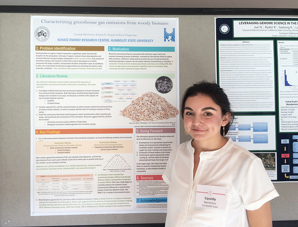 Cassidy Barrientos in front of her poster at the ARI conference