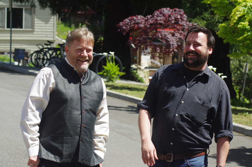 Arne Jacobson and Matthew Marshall laugh together