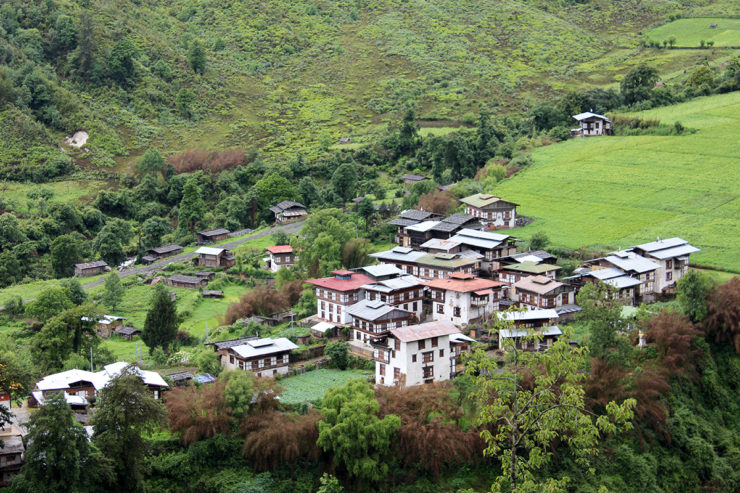 Village nestled between hills