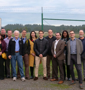 The technical team for the Redwood Coast Airport microgrid stands outside where the array will be located