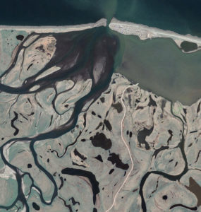 Aerial image shows the Kivalina peninsulas