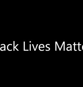 Black Lives Matter in white font on a solid black background