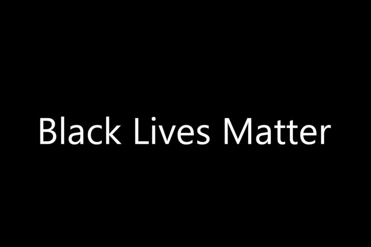 Black Lives Matter in white font on a solid black background