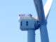 Close up photo of the back of a turbine nacelle